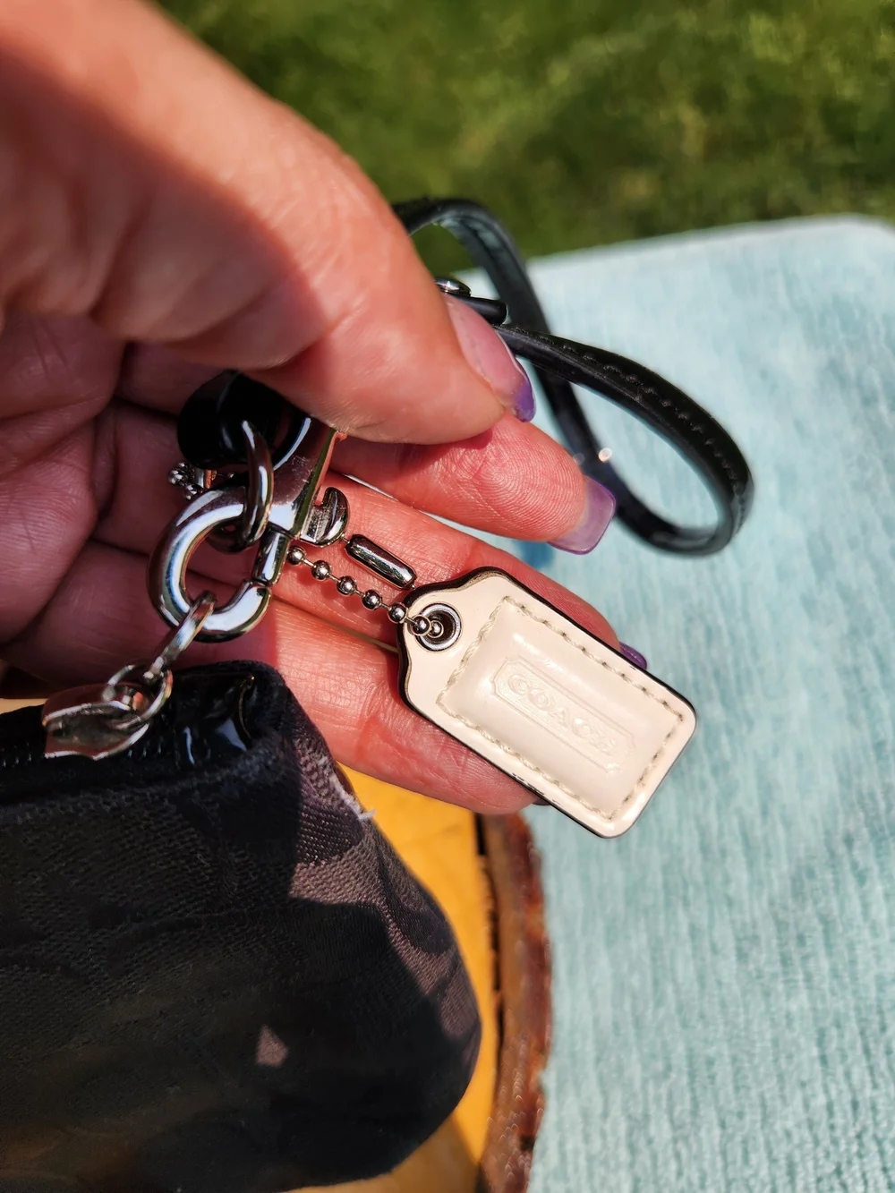 Coach Signature Canvas Wristlet With A Turnlock